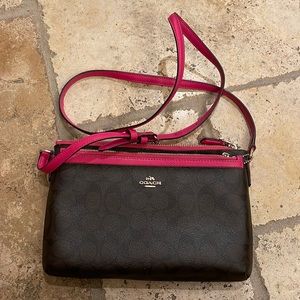 Cute Coach purse. Brown/hot pink.